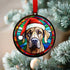 Great Dane in Santa Hat Suncatcher Decoration